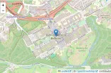 Karte des Campusgeländes von Openstreetmap mit Marker