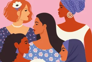 Illustration verschiedener Frauen im Profil