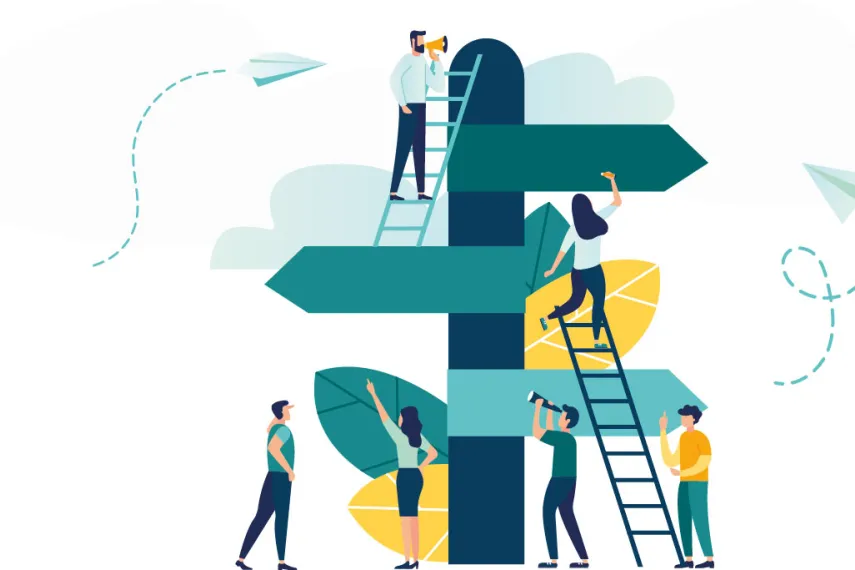 Illustration eines Wegweisers