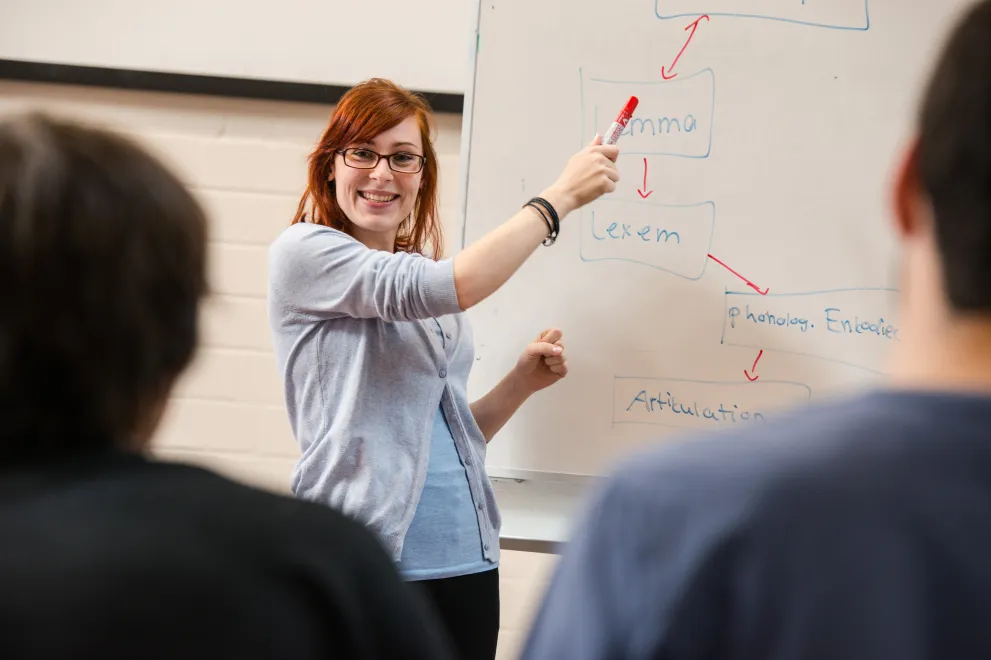 Doktorandin an Whiteboard