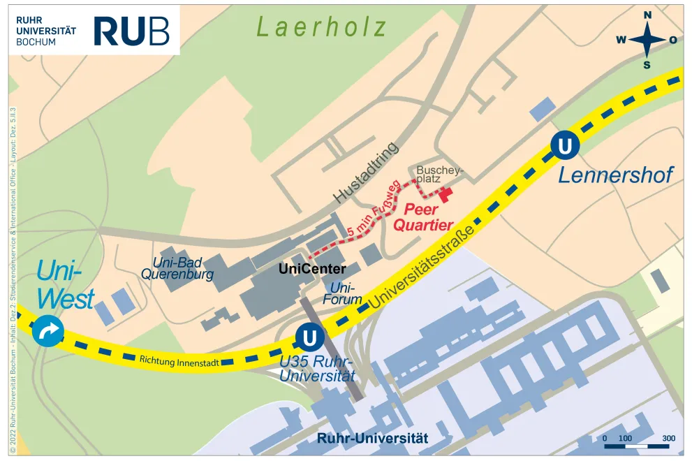 Fußweg zum Peer Quartier