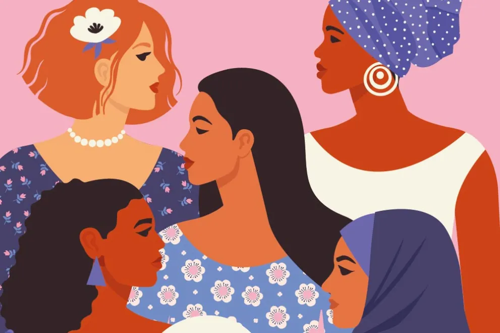 Illustration verschiedener Frauen im Profil